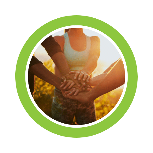 People with their hands in a circle